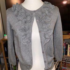 Gray ruffled cardigan